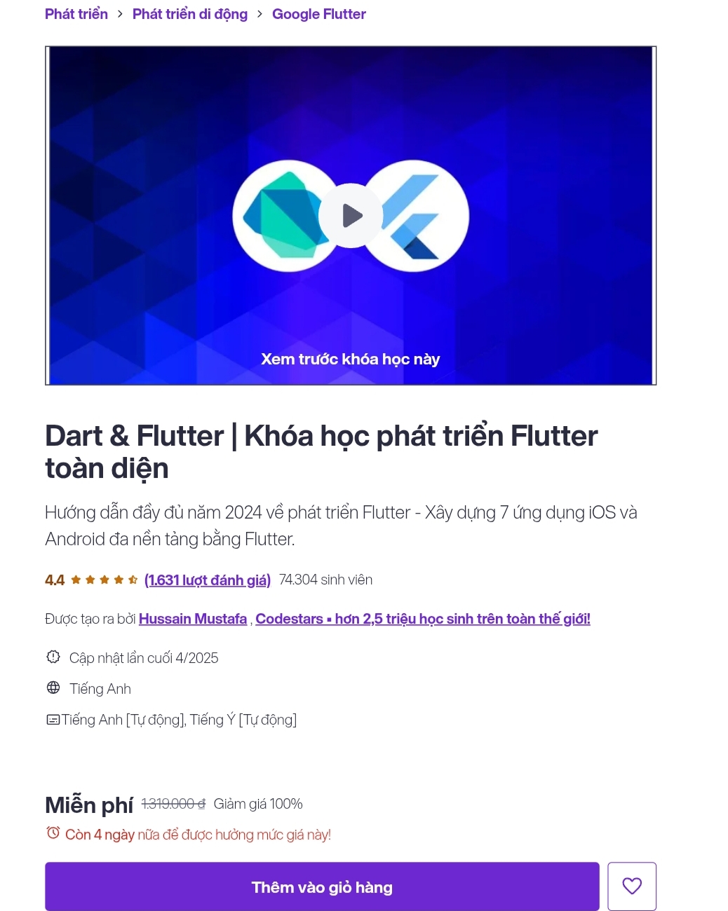 📱 Dart & Flutter | Khóa học Phát Triển Flutter Toàn Diện