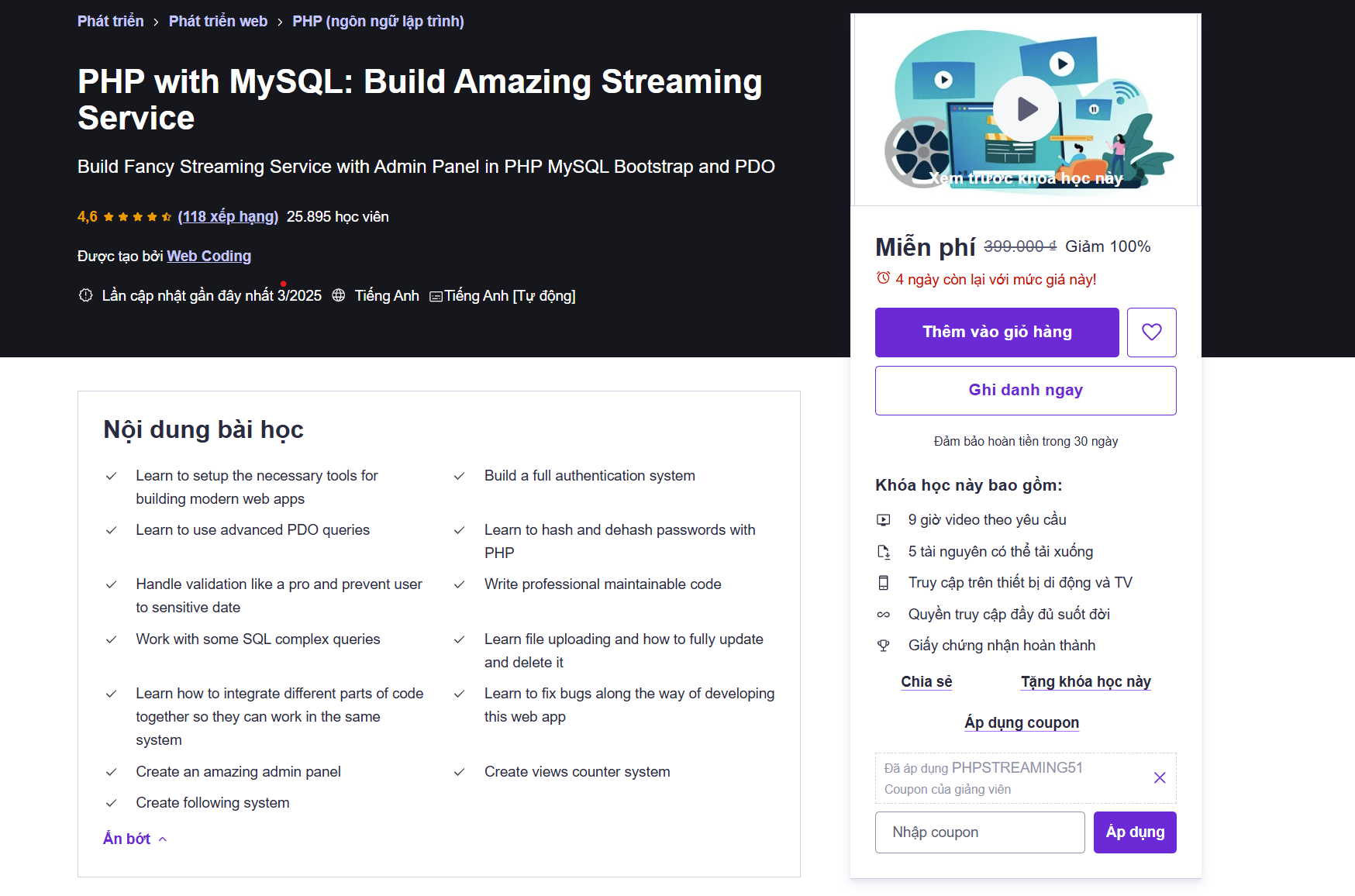 PHP with MySQL: Build Amazing Streaming Service