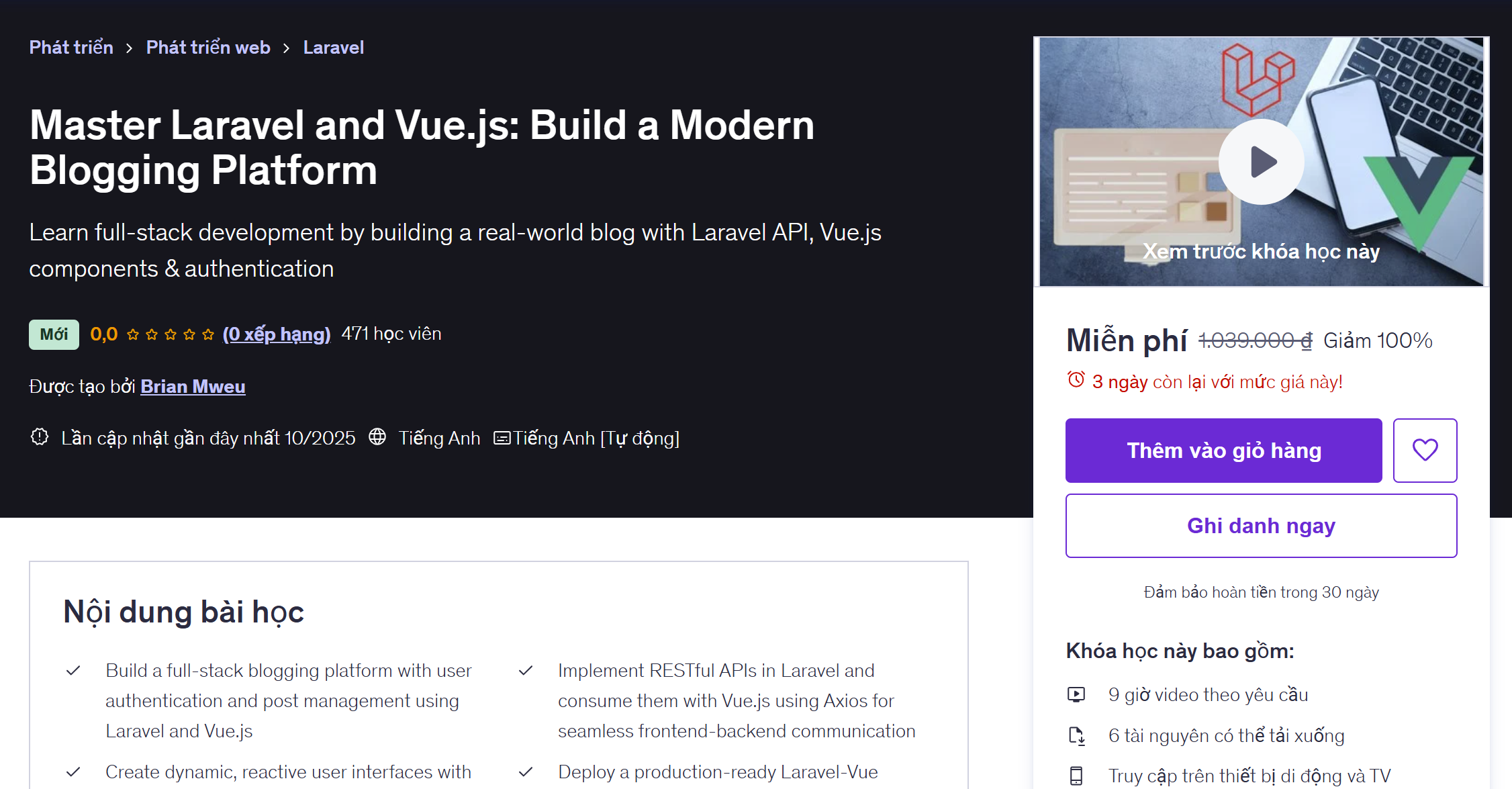 Master Laravel and Vue.js: Build a Modern Blogging Platform 